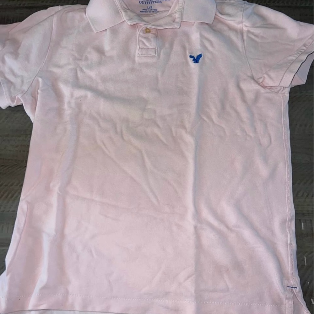 American Eagle Outfitters Light Pink Polo Royal Blue Large Short Sleeve [Used]